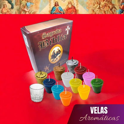 12 Divine Providence Votive Candles Set | Multicolor Prayer Scented Candles | Holy Bible Box | New Year Tradition | Monthly Blessing | 5x4.5 cm (1.97 x 1.77 inches)
