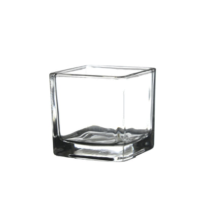 WGVI 6 Pcs Clear Square Glass Tea Light Votive Candle Holders, Width 2", Height 2", Small Cube CandleHolders Container Dish Terrarium Tabletop Ambient Décor