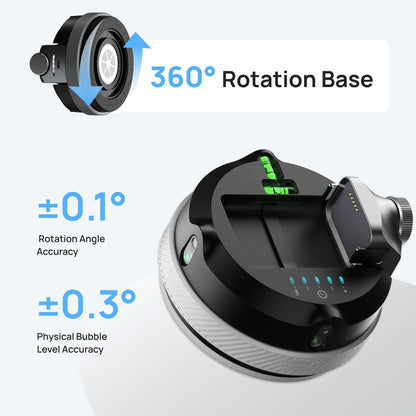 HOZO M-Cube02 Laser Level Tool with Vertical & Horizontal Green Line Lasers, 360° Rotating Base, Wall Mount Laser Level for Picture Hanging, Renovation & DIY, 5kg Stand, Rechargeable