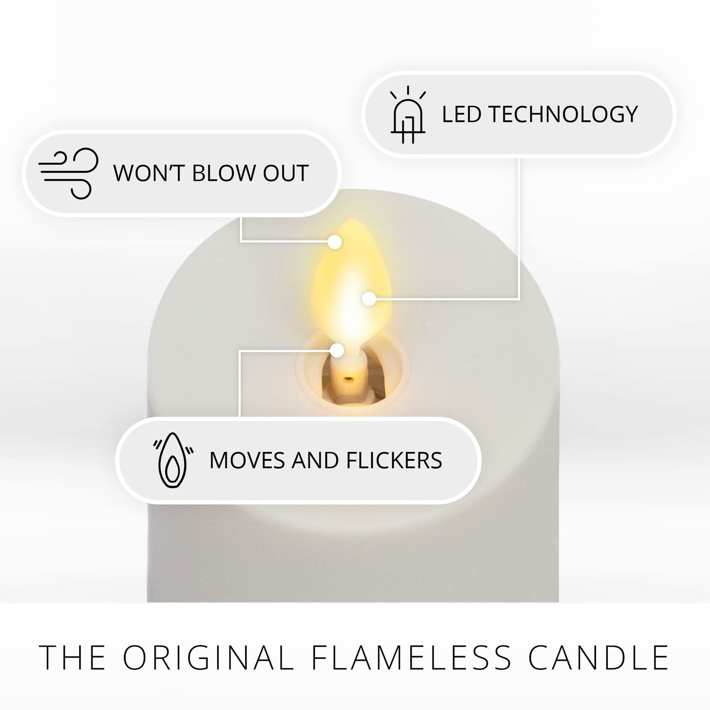 Luminara Outdoor Votive Flameless LED Candle, Pearl Ivory 2" x 3.2", Moving Flame Battery Operated Timer Remote Ready IPX4 Matte Plastic Finish