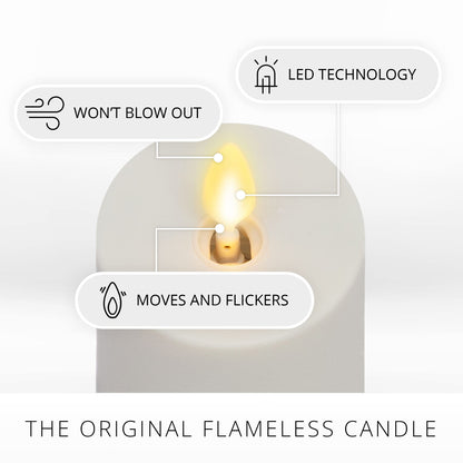 Luminara Outdoor Votive Flameless LED Candle, Pearl Ivory 2" x 3.2", Moving Flame Battery Operated Timer Remote Ready IPX4 Matte Plastic Finish