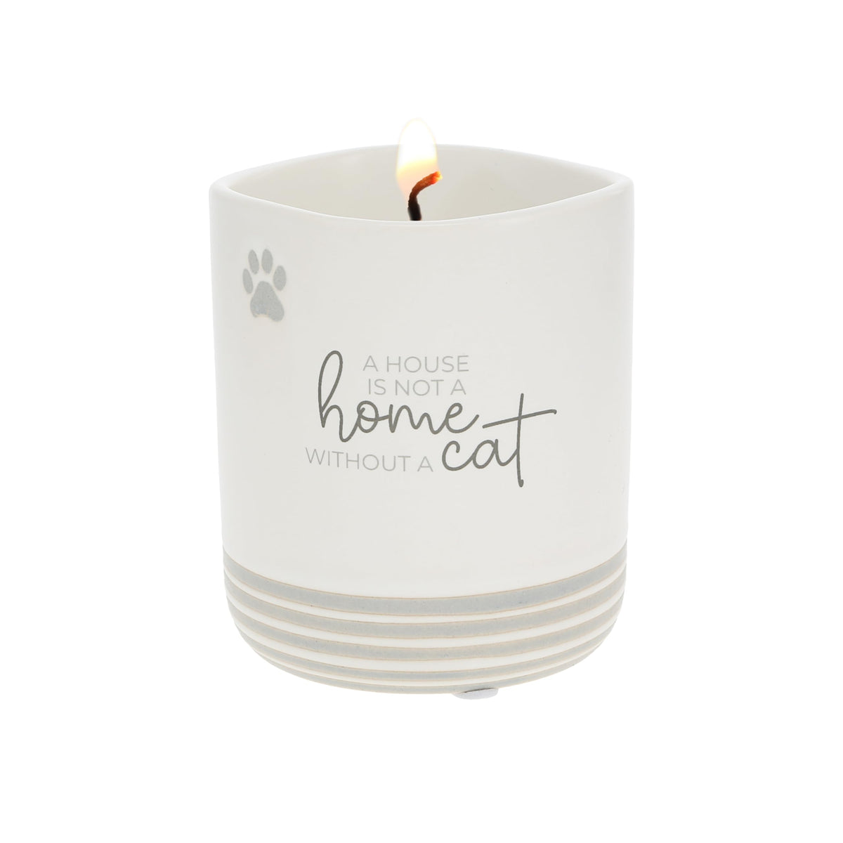 Pavilion Gift Company - Not A Home Without A Cat - 10oz Wax Reveal Secret Surprise Message Single-Wick Jasmine Scented Candle Mom Dad Pet Parent Housewarming Gift Animal Lover Rescue Present