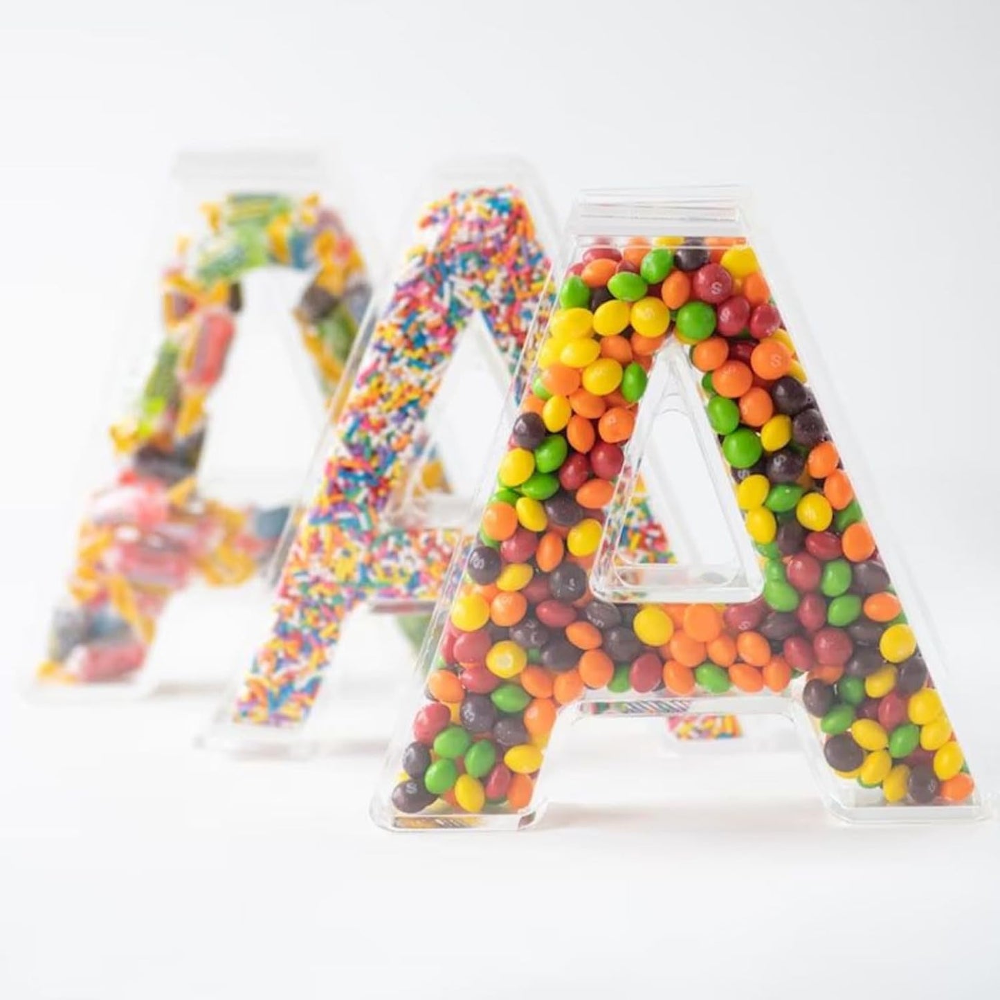 OAEUQ 10-Inch Magnetic Alphabet Candy Jar Refillable Fillable Letters For Candy Tray Reusable Lidded Candy Jar Candy Buffet Container Set (U, 1)