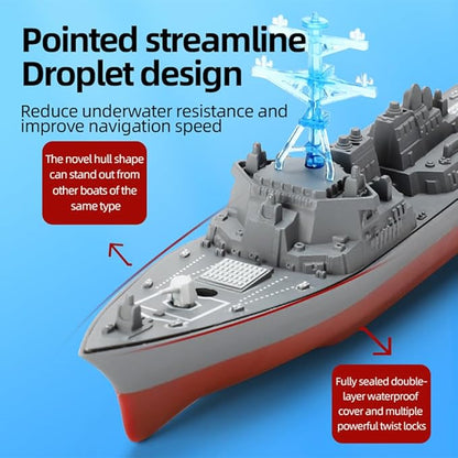 Remote Control Warship RC Military Battleship 2.4GHz Remote Control Boat for Lakes and Rivers RC Armed Type 054A Frigates Model with Low Battery Reminder for Adults