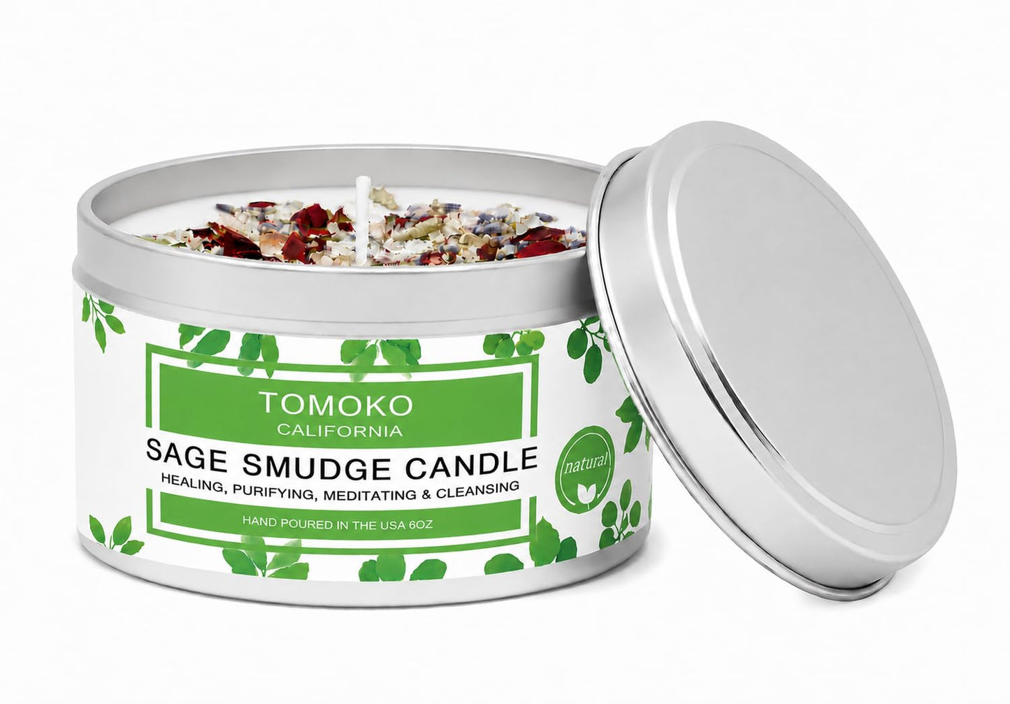 TOMOKO White Sage Scented Candle with Rose, Lavender! Healing, Purifying, Meditating & Cleansing (White Sage, 3 Pack)