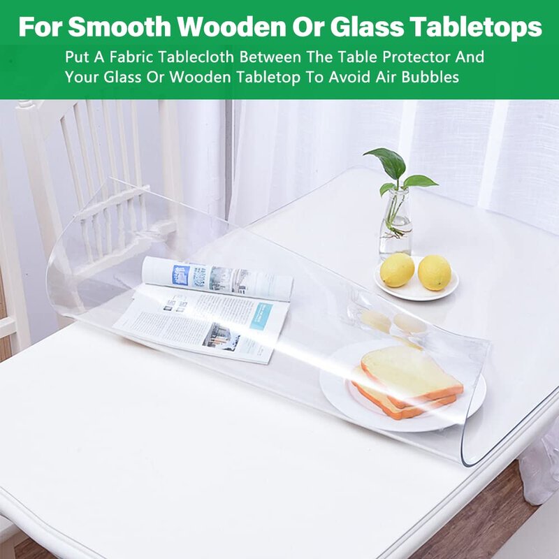 LinkGro Multi-Size 43 Inch Dia 1.5mm Thick PVC Clear Table Protector Plastic Tablecloth Table Cloth Wipeable Vinyl Table Top Cover for Dinner Coffee Table Furniture Protector Water Oil Resistant