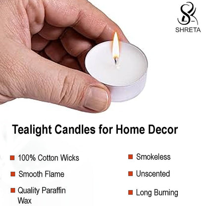 Unscented 75 Tealight Candles Smokeless White Votive Candles Long Burning Wax Candle in Metal Cups with 4 Hours Burn Time (75, White)