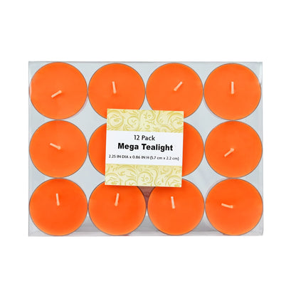 Zest Candle 12-Piece Tealight Candles, Mega Oversized Orange s