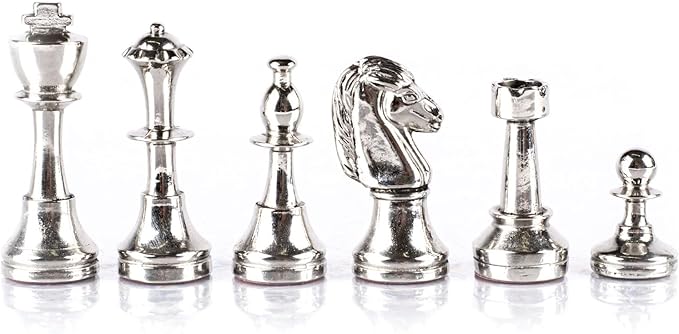 Classic Metal Staunton Chess Set - Brass Nickel Pawns - Gold Black Chess Board