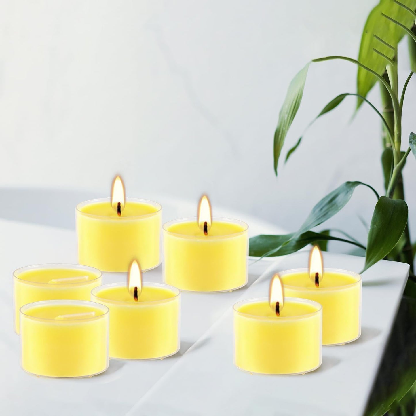 Fclayvts 8-Hour 100 Pack Citronella Tealight Candles, Outdoor and Indoor Summer Scented Candle,Natural Soy Wax Candle for Home Patio Garden Yard Balcony,BBQ Birthday Emergency