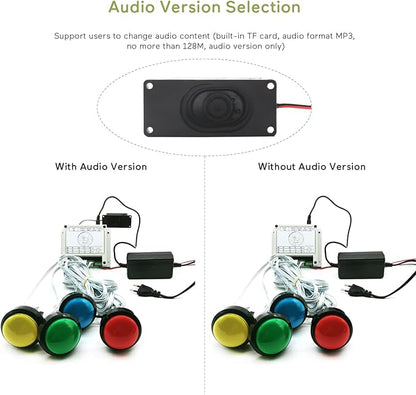 Escape Room Props 5 Colors Buttons Mechanism Press It In Order To Control 12V Magnet Lock For Exit Game Owner Player Adventurer (8 Buttons No Audio)