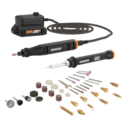 Worx WX989L 20V MAKERX 2-Pc Combo Kit - Rotary Tool + Heat Gun w/ 42 Accessories