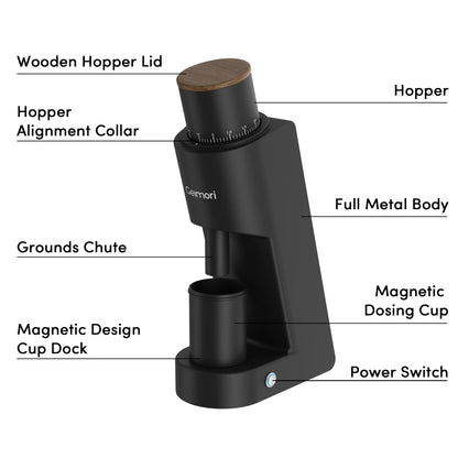 Burr Coffee Grinder,Wirsh Electric Single Dose Coffee Grinder Geimori GU38 with 38mm 6-Core Conical Burr,Stepless Adjustment for Espresso,Drip,French Press,Cold Brew,Bellows Included.
