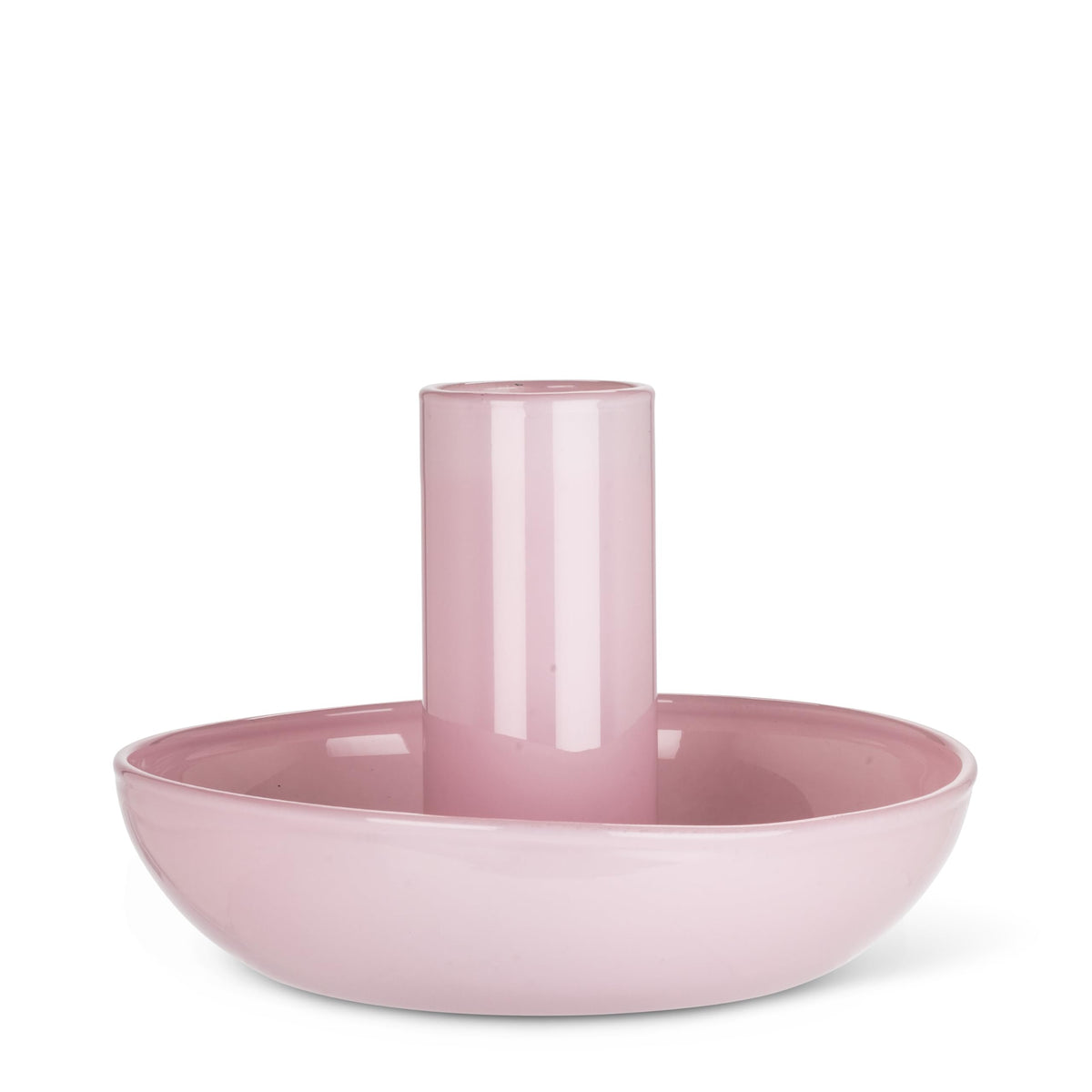Abbott Collection Small Pipe Taper Candle Holder - Glass, Pink (3.5" D)