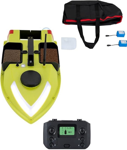 Fishing Bait Boat with LED Lights 5200mAh Battery &amp Carry Bag 2 Batteries Included RC Fishing Boat for Lake Fishing Fish Feeding &amp Night Fishing Green