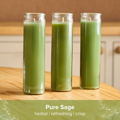Simply Soson 2x8 inch Green Devotional Scented Candles in Glass Jar - Sage - 1 Piece - 90 Hours – Prayer Candle - Tall Pillar Candles for Religious, Memorials, Party Decor