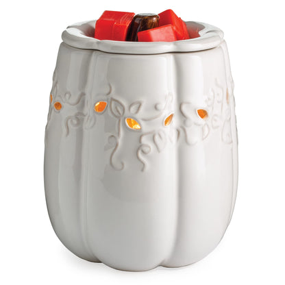 Candle Warmers Etc. Illumination Fragrance Warmer- Light-Up Warmer for Warming Scented Candle Wax Melts and Tarts or to Freshen Room, White Pumpkin