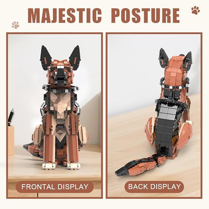 German Shepherd Dog Building SetMovable EarsTailLegsDog Building Block for Adults KidsBoys and Girls1235 pcs Animals Creator Building-Bricks ToyCreative Gift for Dog and Animal Lovers