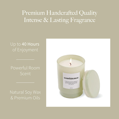 AromaLight 8.5oz with Lid Glass Jar Candle in Green – Sparkling Pear Bellini Scent, Confidence Collection, Mini Soy Candle
