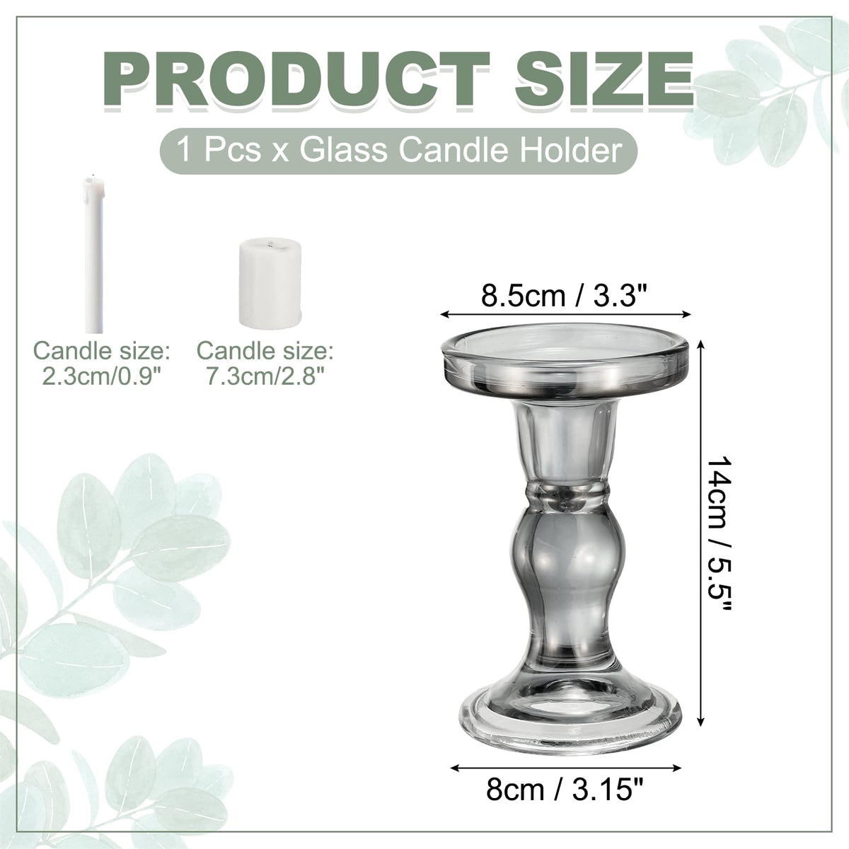 uxcell 14 cm Glass Candle Holder for Taper/Column Candles, Candle Holders Tealight Stand Candlestick for Tealight Wedding Table Centerpiece Home Decor, Smoke Gray