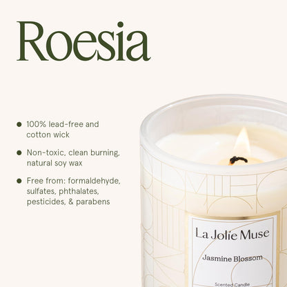 LA JOLIE MUSE Jasmine Scented Candles for Home | Natural Soy Floral Candle | White Jar Candle for Women | Luxury Gifts for Mom | 70 Hrs