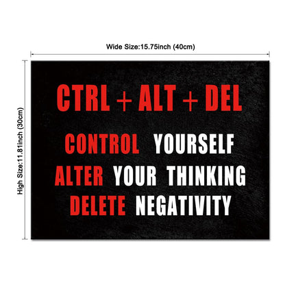 Pyradecor Black Red and White Motivational CTRL+ALT+DEL Classroom Positive Quotes Inspirational Poster Canvas Prints Wall Art for Office Living Room Home Decorations