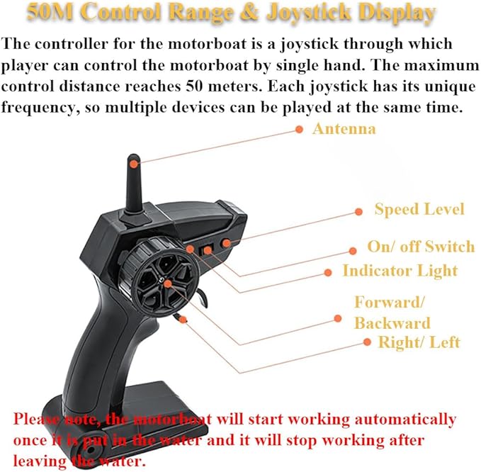 2.4GHz Remote Control Motorboat Toy 1 : 14 Jet Ski Model Toy 2 Motors Marine Motor Water Toy High Speed RC Motorboat Motor 2 Speed Level Boat Pool Toy with Detachable Driver (Orange)