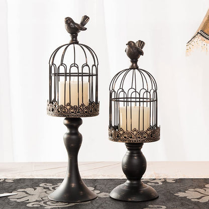 WAOCEO Candlestick Holders Candlestick Ornaments European Retro Candlestick Birdcage Wedding Props Wedding Candlestick Cafe Restaurant Decoration Candle Holders (Size : B)