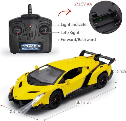 Remote Control Car RC Cars Racing Car 1:18 Licensed Toy RC Car Compatible with Lamborghini Model Vehicle for Boys 678 Years Old Yellow