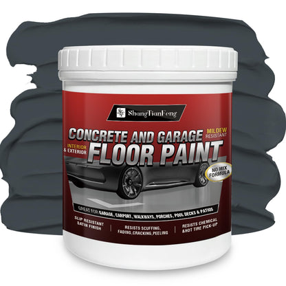 5 Gallon Professional Floor Paint (Slate Gray,800-1000 sq.ft)) - Acrylic Concrete Coating for Garages & Basements | Single Component Formula | Scratch Resistant & Low VOC | Non-toxic |Dirt-proof |Ready-to-Use