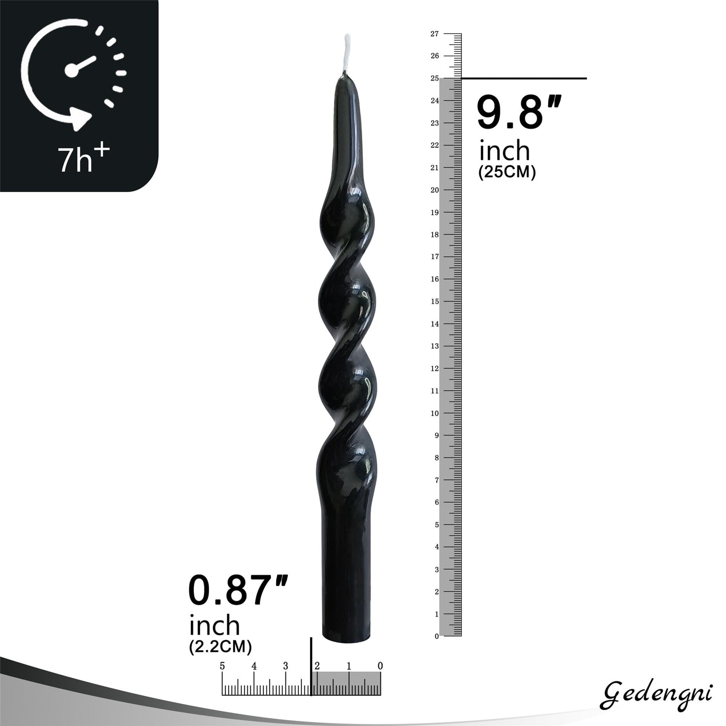 Gedengni Black Candle Sticks Tapered Candles - 2pcs Tall Twist Candlesticks Long Spiral Taper Candle Religion Tapers Candle for Dinner Decor Housewarming Gift Idea 10 Inch,1D-Black