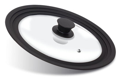Anaeat Silicone Universal Lid for Pots, Pans and Skillets - Tempered Glass Covered with Heat Resistant Silicone Rim Fits 10", 11" and 12" Diameter Cookware -Easy to Use Replacement Frying Pan Cover