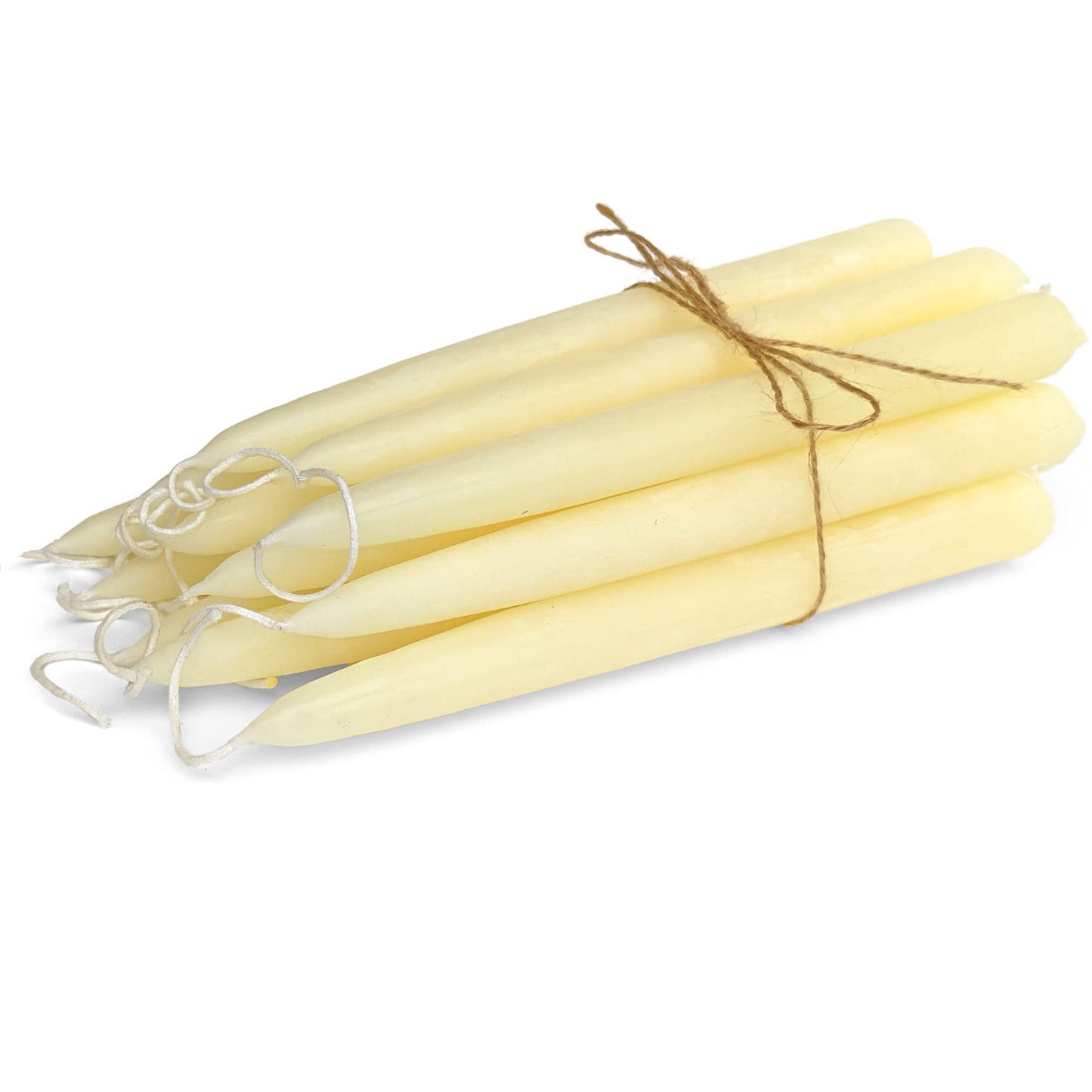 Bee The Light 100% Pure Beeswax Taper Candles - Hanukkah, Birthday or Orthodox, All-Natural Handmade Dipped Smokeless Unscented 8.5 inches (12 Pack) Ivory White