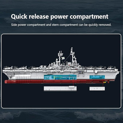 MISINI M7024 Wasp-Class Amphibious Assault Ship Building Kit1/300 Scale 5220 PCS US Navy Warship Model with Display Stand Large Ship Building Blocks Set for Adults &amp Teens