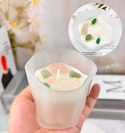 CaxyKyx Scented Soy Candles with Crystals Inside Aromatherapy Candle for Women Positivity Energy Gift Mothers Days Birthday White