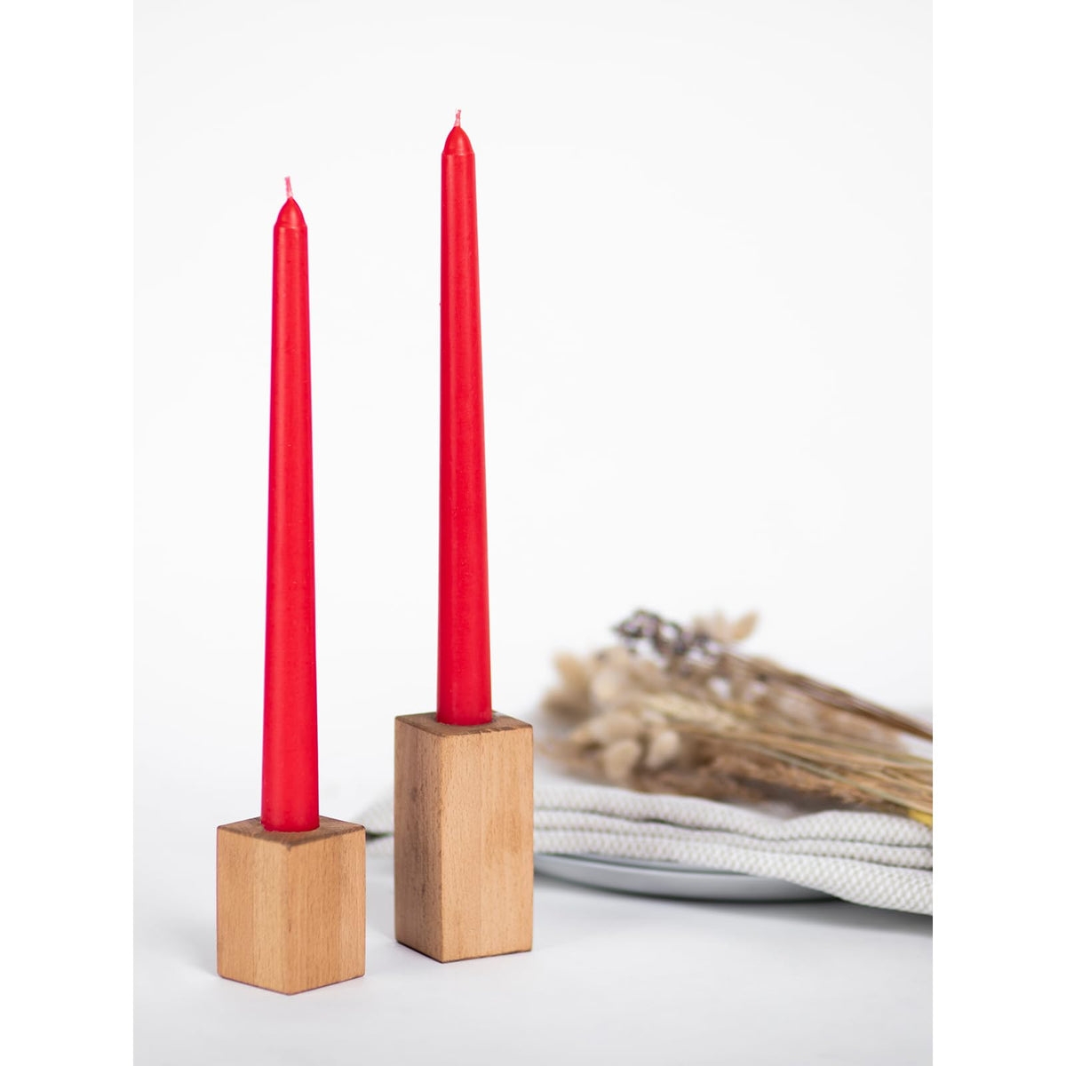 CANDWAX 12 inch Red Taper Candles Set of 4 - Dripless and Long Burning Candlesticks - Perfect as Red Long Candlesticks for Dinner or Holiday Home Decor - Taper Candle Sticks