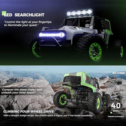 GoolRC WLtoys 124006 RC Car 1:12 Scale Remote Control Car 4WD 40KM/H High Speed RC Truck 2.4GHz Off-Road RC Crawler RTR with LED Lights and 2 Batteries for Adults (Red)