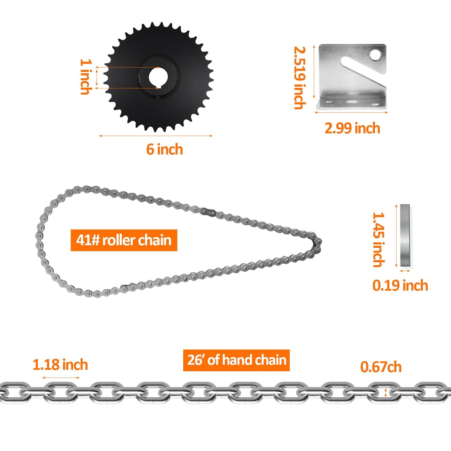 NULTRUMA Garage Door Jackshaft Chain Hoist, Heavy-Duty Wall Mount Jackshaft Garage Door Openers 3:1 Reduction Drive for Roll Up Doors