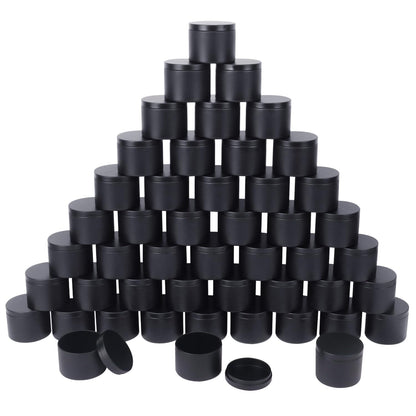 Biugaaufai 48 Pack 4 oz Black Metal Candle Tins with Lids, Round Bulk Metal Candle Jar, Matte Finish, for DIY Candle Making and Storage