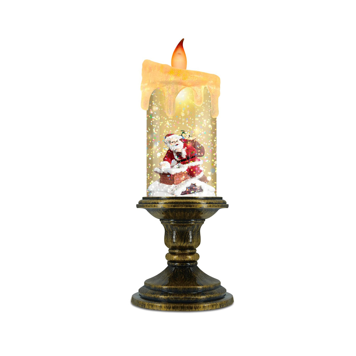 AOMIL Christmas Flameless Candles, Flickering LED Candles with Timer, Snow Globe Candle Lights for Christmas Decorations
