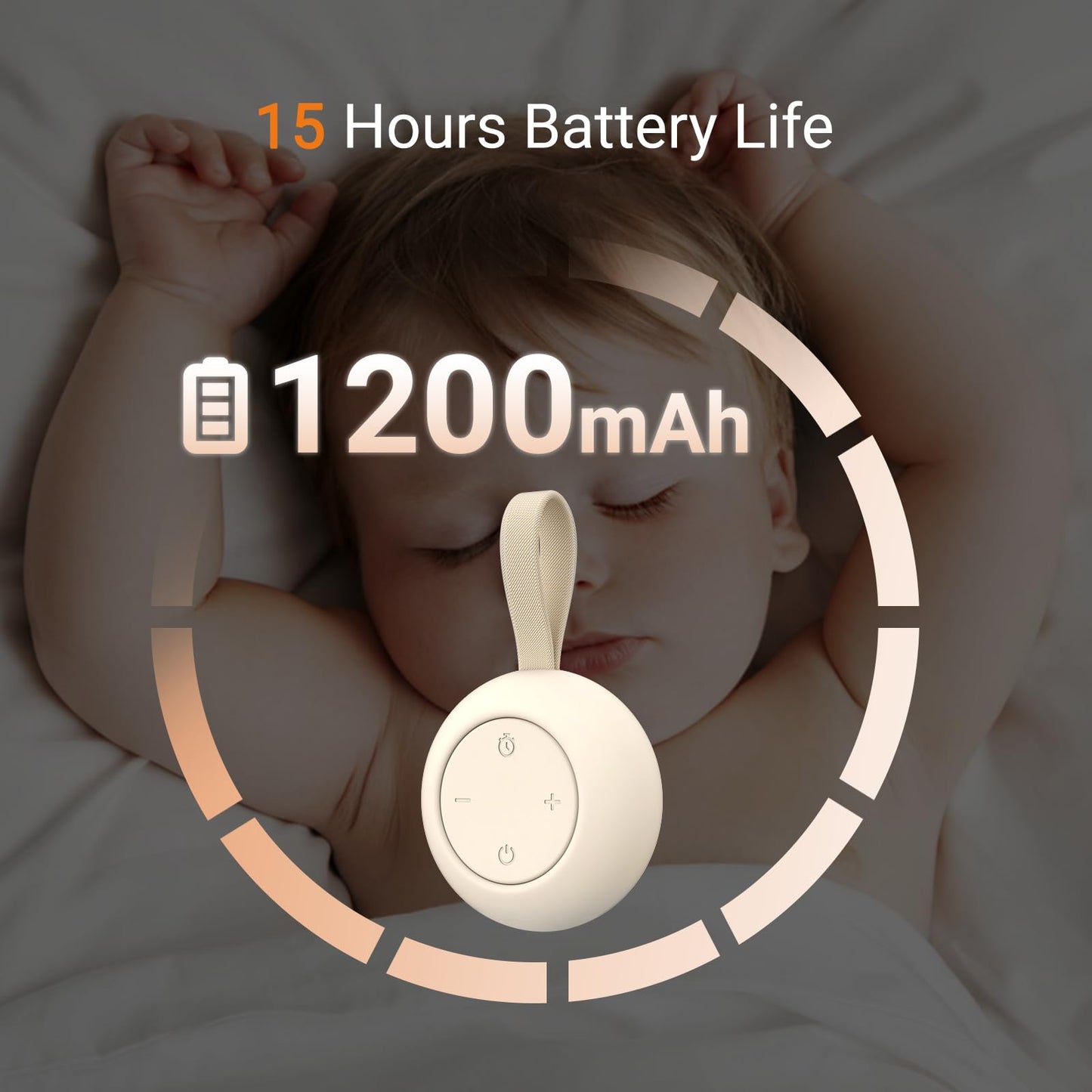 Portable Baby Sound Machine [White Noise for Babies Kids Adults][Sleep Soother][Timer Function][12 Soothing Sounds] 15 Hours Battery Life, Travel,Registry Gift,Shower,Clips on Baby Stroller