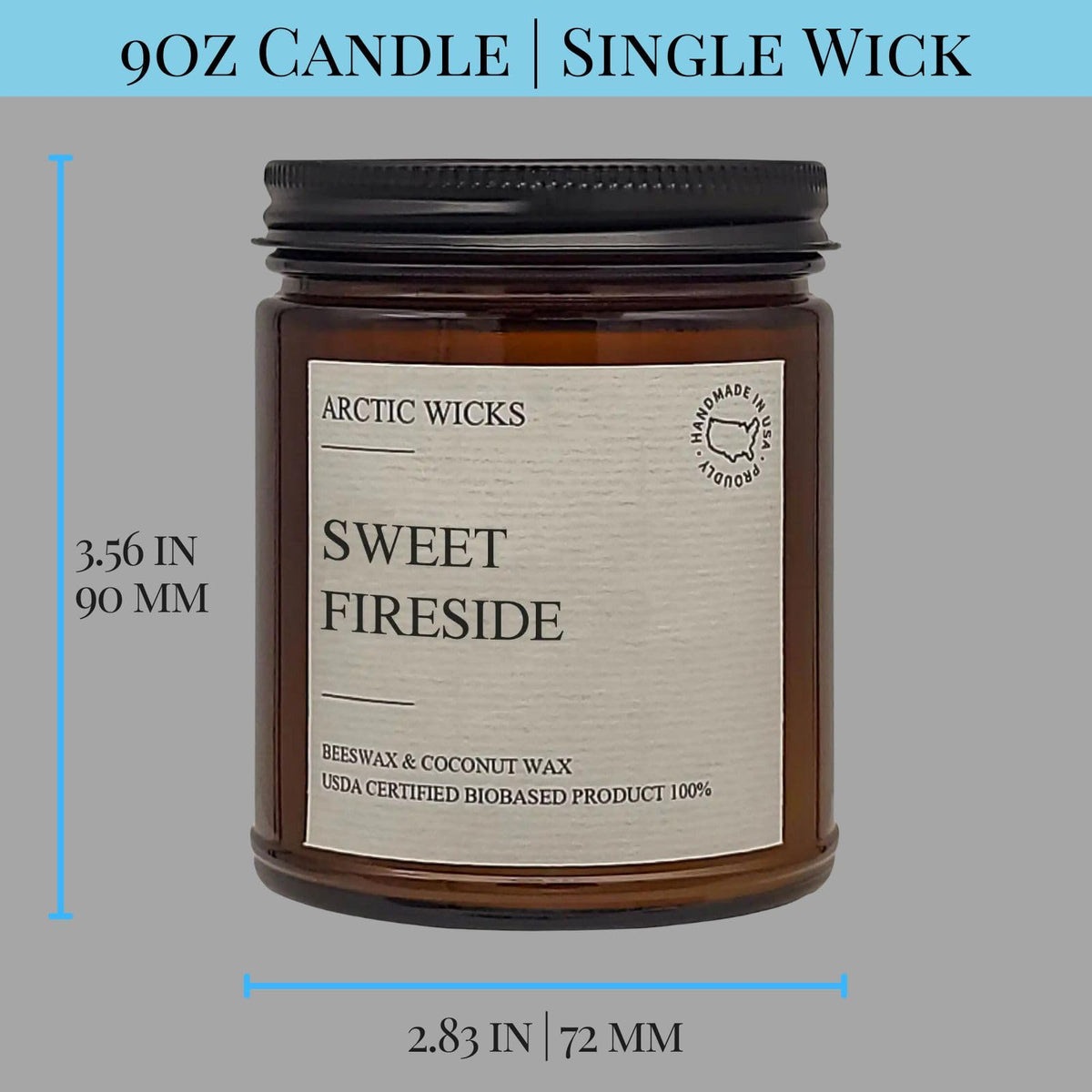 Arctic Wicks Scented Coconut Beeswax Candles | Coconut Beeswax Non Toxic Candle 9oz Amber | Farmhouse Candles Non-Toxic Clean Burn 100% USDA Certified Biobased (Sweet Fireside)