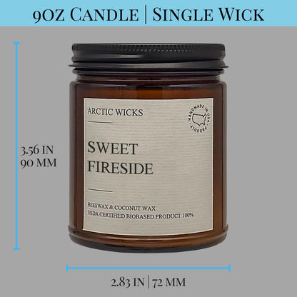 Arctic Wicks Scented Coconut Beeswax Candles | Coconut Beeswax Non Toxic Candle 9oz Amber | Farmhouse Candles Non-Toxic Clean Burn 100% USDA Certified Biobased (Sweet Fireside)