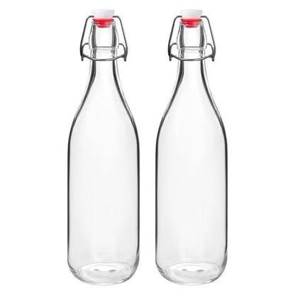 JOBVERT Swing Top Bottles 33oz,2 Pack Glass Brewing Bottles with Airtight Grolsch Closures, Reusable for Kombucha, Beer, Cold Brew, Homemade Beverages Storage