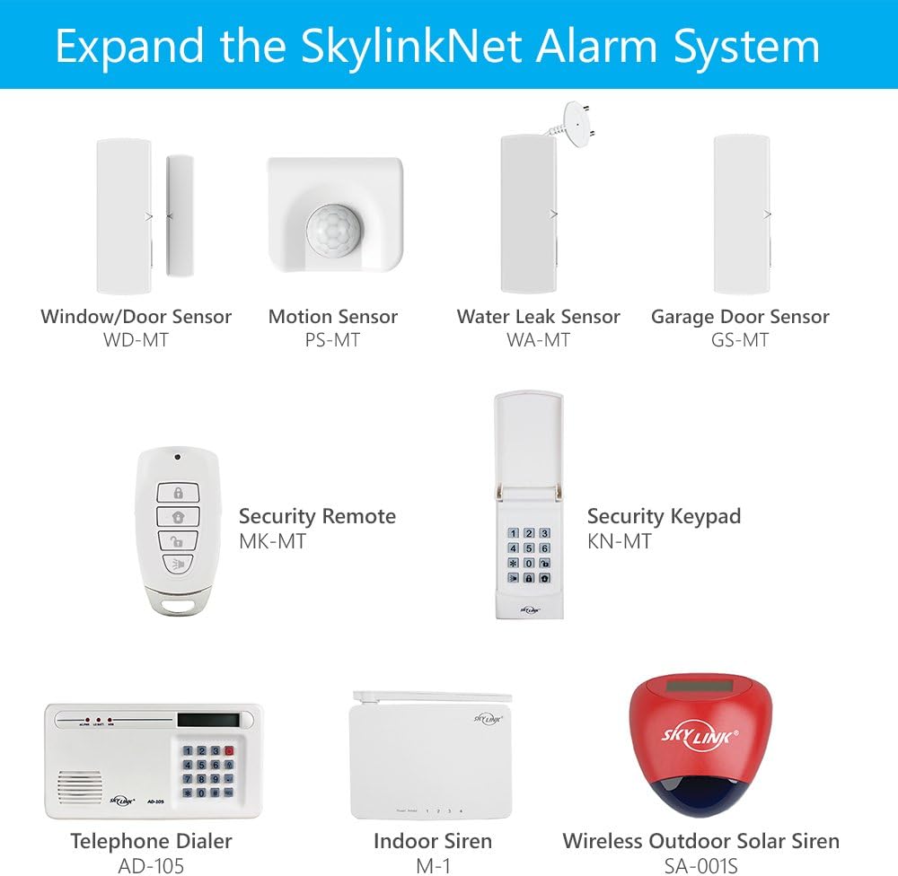 SKYLINK SK-250 Deluxe Connected Wireless Security Alarm Automation System with Camera Compatible with iOS, Android, Echo Alexa, Google Home and IFTTT and No Monthly Fees, 1 Count (Pack of 1), White
