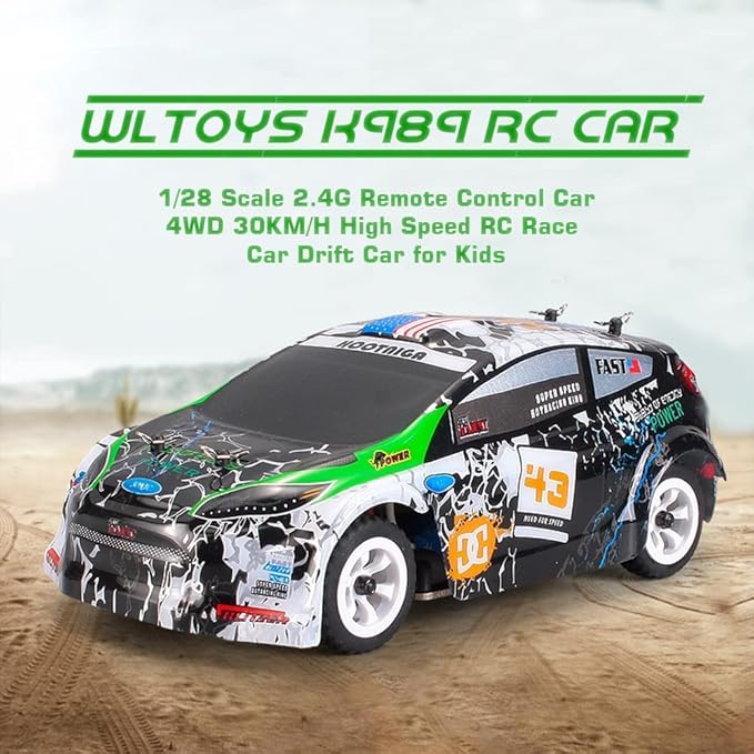 Wltoys K989 RC Drift Car 3pcs Upgraded 500mah Battery 1/28 RC Car 2.4G Remote Control Cars 4WD Tabletop Drift Rc Car 30km/h Mini Car for Kids Gifts