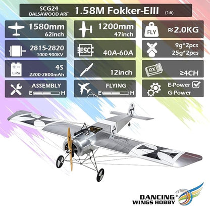 DW Hobby 1.58M Balsa ARF Fokker-Eindecker (SCG2404)