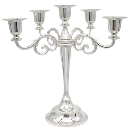 Dorlotou Metal Candelabra 5-Candle 10.1 Inch Tall Candle Holder Stick for Home Wedding Event and Party Festival,Silver