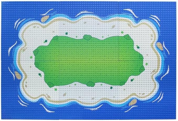 General Jim's Blue Beach and Water Road City Baseplates Full Set for Ocean Island Street Base Plate - Pirates Sea Grass Toy Kit for Building Blocks Bricks for Teens and Adults