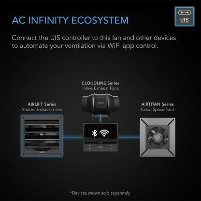 AC Infinity AIRLIFT T20, Shutter Exhaust Fan 20" with WiFi Temperature Humidity Controller, EC-Motor Wall Mount Ventilation and Cooling for Sheds, Attics, Workshops, and Greenhouses